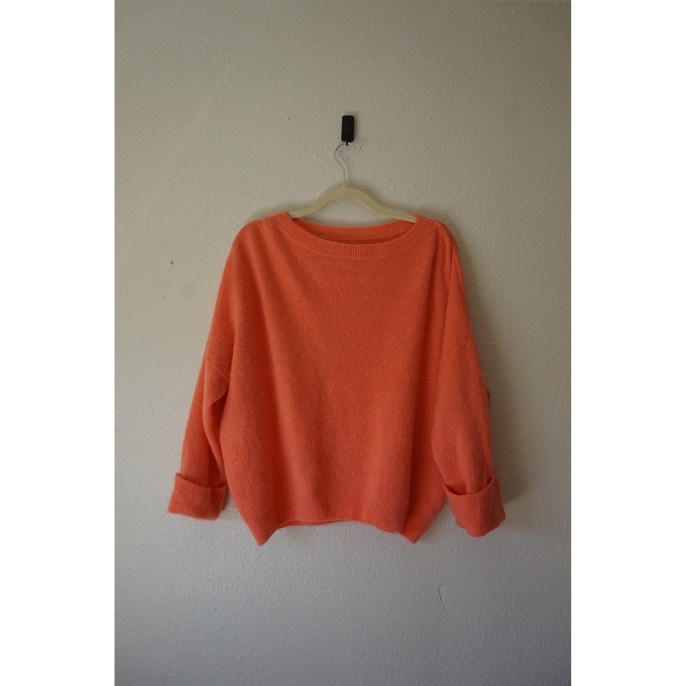 Made in Italy Sweater Baby Alpaca Blend Oversized Cozycore Coral Orange OS